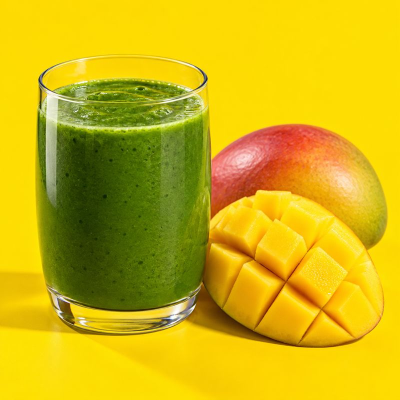 A green smoothie with mango